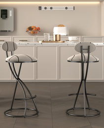 Upholstered Bar Stools Set Of 2 Striped Counter Height Barstools Modern Velvet Dining Chairs For Kitchen Island, Living Room Black  Stripe