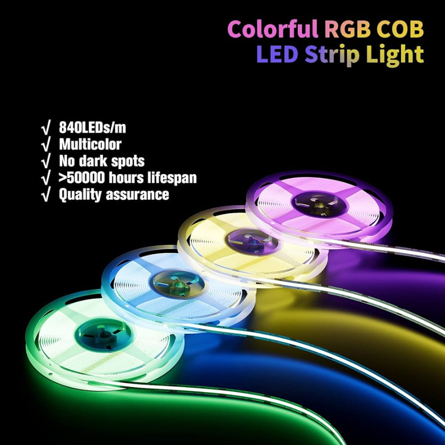 UL-Certified 24V RGB+COB Strip Lights - 14W/m, IP20  - 16.4ft - NewS