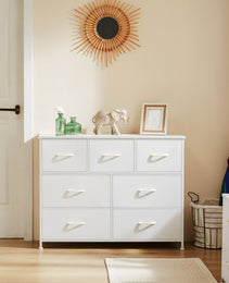 Tall Dresser Fabric Storage Tower ,Wooden Top For Kid Room, Closet, Entryway, Nursery