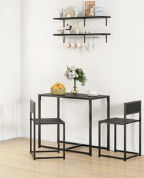 3-Piece Dining Room Set, Industrial Kitchen Table Set With Rectangular Table And 2 Dining Chairs, Black