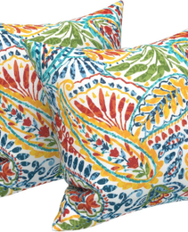 2 Pack Outdoor Throw Pillows, Waterproof & Fade-Resistant Patio Cushions For Garden, Porch, Poolside Furniture - Soft & Comfortable Decorative Pillow Covers 18x18 Inch, Paisley Multi
