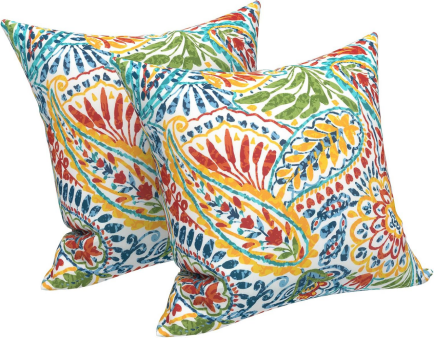 2 Pack Outdoor Throw Pillows, Waterproof & Fade-Resistant Patio Cushions For Garden, Porch, Poolside Furniture - Soft & Comfortable Decorative Pillow Covers 18x18 Inch, Paisley Multi