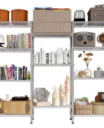 62.9''W Adjustable Storage Shelves NSF Wire Shelving Unit Multiple Rows Shelving For Storage Rack Shelves For Storage Heavy Duty Garage Shelf Pantry Shelves Kitchen Shelving,