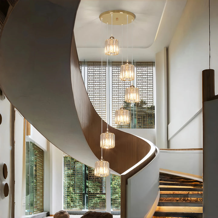 Staircase Long Chandelier Loft Duplex Light Luxury Crystal Lamp Nordic Simple Modern Villa Pavilion Rotating Restaurant Lamp