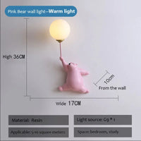 Cartoon Polar Bear LED Sconce Light Creative Wall Lighting Lampe Murale for Family Theme Hotel Kid Children Bedroom Wall Lamps