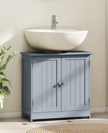 Under Sink Bathroom Cabinet, Pedestal Sink Storage Cabinet with 2 Doors, Shelf and U-Shape, Gray