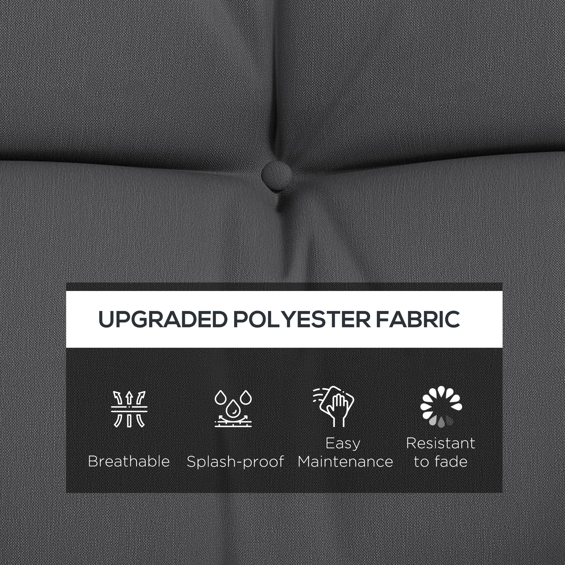 59" Tufted Bench Cushions & Throw Pillows, Replacement Bench Seat Pad, Back & 2 Pillows for Outdoor Furniture, Charcoal