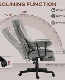 396lbs. Big and Tall Office Chair, Executive Office Chair with Footrest, Lumbar Support, and Reclining Function, Gray
