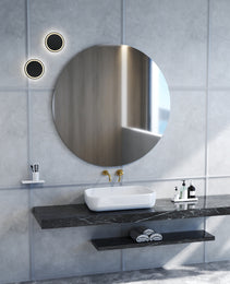 70cm Bathroom Mirror, Round Mirror, Matte White Backboard