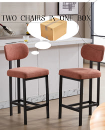 Bar Stools Set Of 2, 26 Inch Modern Upholstered Fabric Counter Height Barstools, Kitchen Island Chairs With Black Metal Legs For Dining Room Kitchen Island Bar