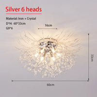 Dandelion Crystal Chandelier Nordic Modern Living Room Dining Room Bedroom Ceiling Light Room Light Fireball Decorative Light