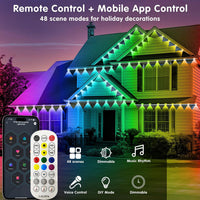 300FT RGB Smart Permanent Outdoor Eaves Lights APP Remote Control LED Roofline String Lights for Home Holiday Christmas Decor
