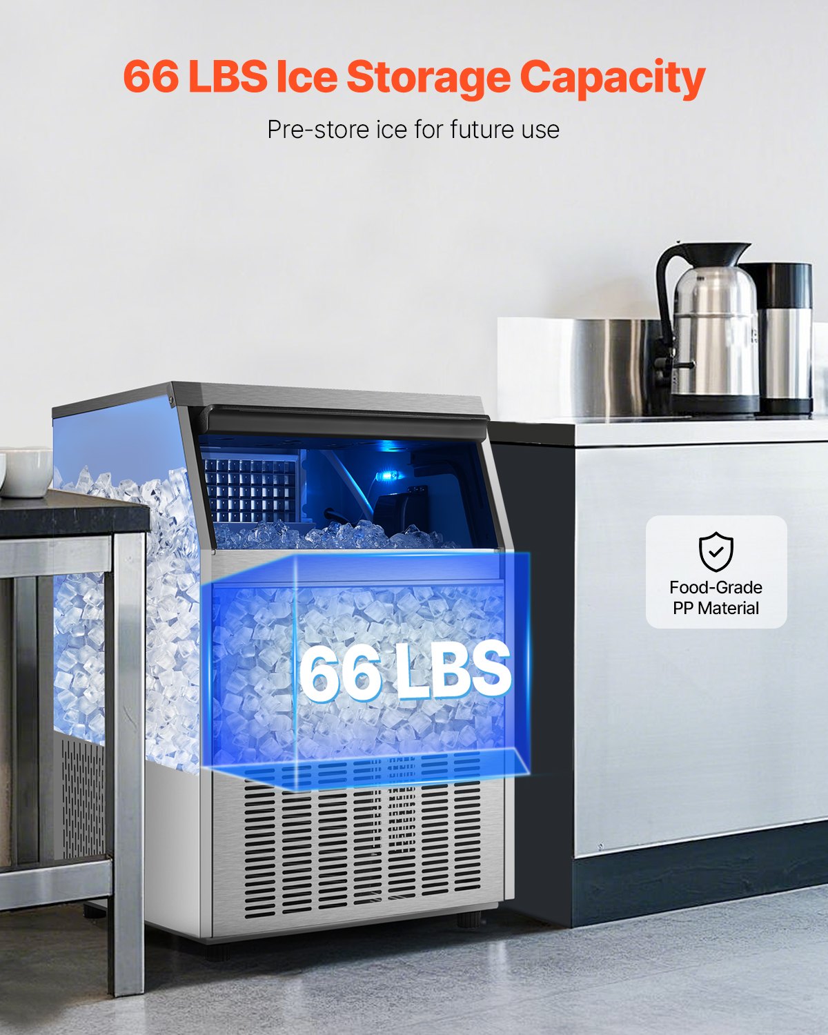 Commercial Ice Maker Freestanding Cabinet Machine 160lbs/24H 80 Ice Cubes