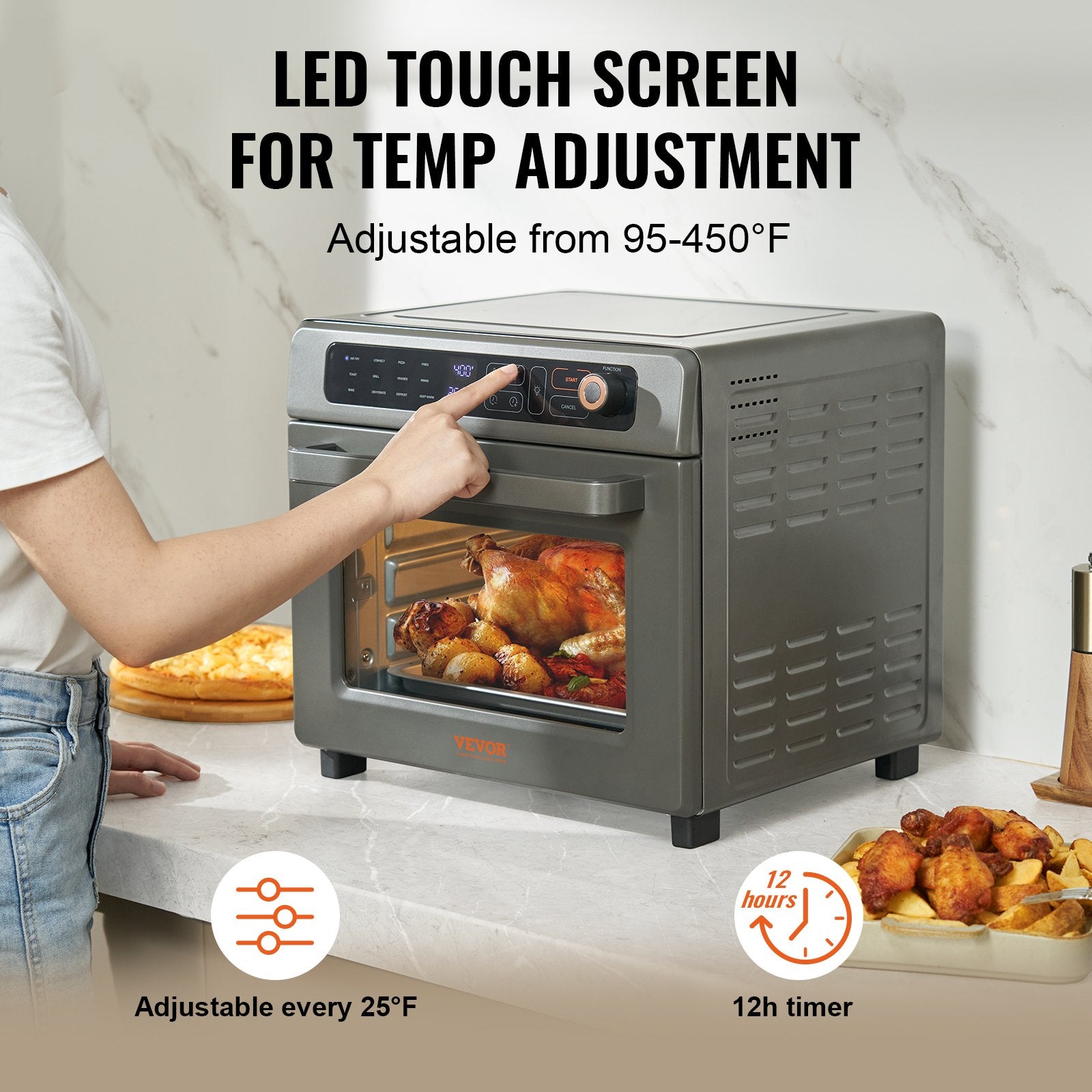 12-in-1 Digital Convection Oven – 1700W Air Fryer, Toaster & Bread Maker Combo