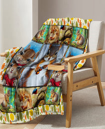 1pc Cute Cartoon Squirrel Printed Blanket, Soft And Skin Friendly Casual Blanket, Cover Blanket, Multi Scene Warm Decorative Blanket, Suitable For All Seasons