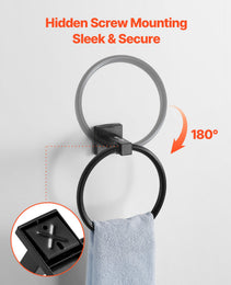 Matte Black Bathroom Hardware Set, 4 Pieces Stainless Steel Bathroom Accessories Set, 24-inch Towel Bar, Towel Ring, Robe Towel Hook, Toilet Paper Holder, For Bath Room, Wall Mounted