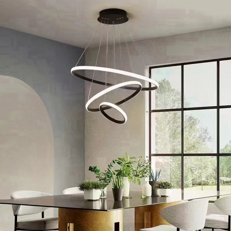 Adriana 72W Black Tri-Color Modern Iron LED Indoor Chandelier