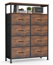 8-Drawer Fabric Dresser With Open Shelf, 45.9-inch Tall Storage Cabinet For Bedroom Closet Organization