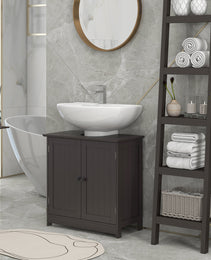 Bathroom Vanity Cabinet, Under Sink Bathroom Cabinet with 2 Doors and Adjustable Shelf, Coffee