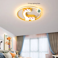 Designer  Led Ceiling Light Girl Bedroom Chandelier Kids Baby Boy Room Decor Cute Giraffe Ceiling Lamp Plafon RC Dimmable