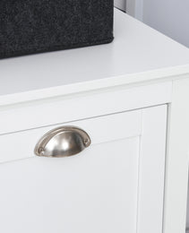 Dual Tilt out Laundry Hamper Cabinet, Bathroom Storage Cabinet with 2-Compartment Hamper, Modern Bathroom Floor Cabinet for Washroom, White