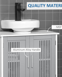 Under Sink Pedestal Storage Bathroom Cabinet, Gray White