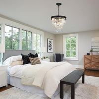 Black Crystal Chandeliers for Dining Room，4-Lights D12 Inch