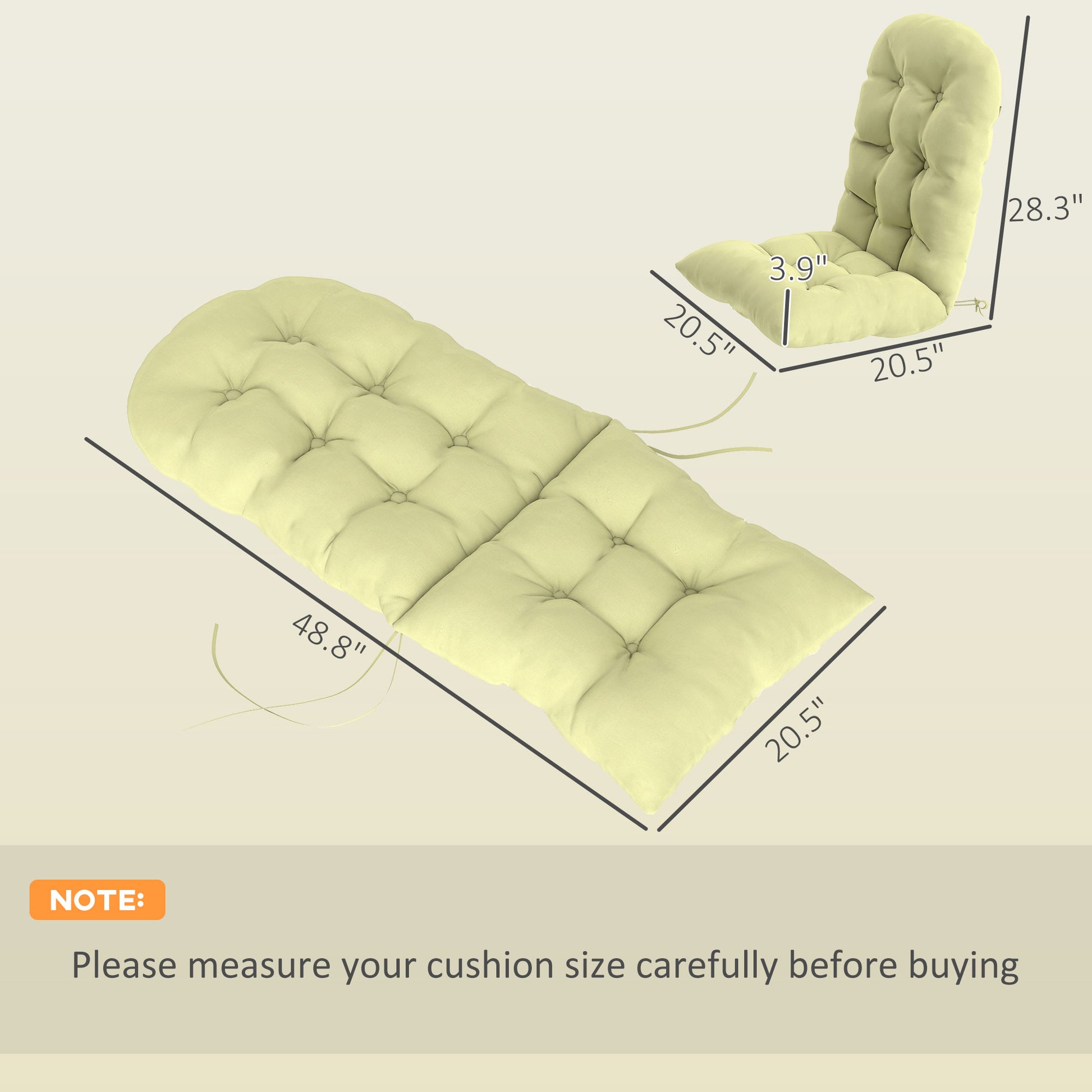 Adirondack Chair Cushions Set Of 2, Tufted High Back Patio Non-Slip Cushions For Adirondack Chairs, Beige