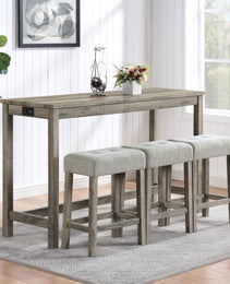 Bar Table Set With Power Outlet, Bar Table And Chairs Set, 4 Piece Dining Table Set, Industrial Breakfast Table Set, For Living Room, Dining Room, Game Room,