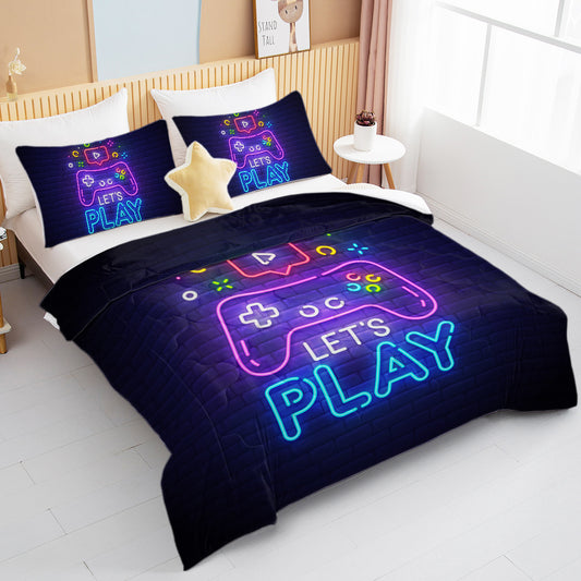 3 Pieces Game Pattern Comforter Set Ultra Soft Bedding Set