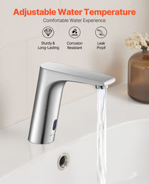 Touchless Bathroom Sink Faucet, Automatic Motion Sensor Restroom Toilet Faucet, HandsFree Adjustable Cold Hot Single Handle Water Mixer Battery Operated For 9/16 In Pipe,Brushed Nickel Silver