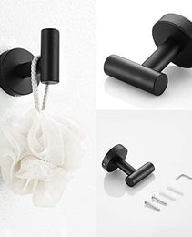 3-Pieces Bathroom Hardware Accessories Set - Towel Bar, Toilet Paper Holder, Robe Towel Hooks