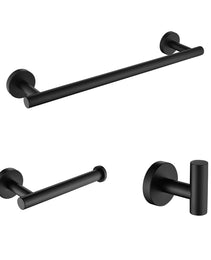 3-Pieces Bathroom Hardware Accessories Set - Towel Bar, Toilet Paper Holder, Robe Towel Hooks