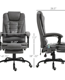7-Point Vibrating Massage Office Chair High Back Massaging Office Desk Chair With Lumbar Support, Footrest, Gray