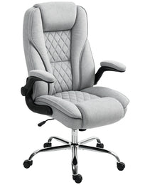 Executive Office Chair, Desk Chair with Flip-up Armrest, Diamond Fabric Computer Chair for Home Office, Gray