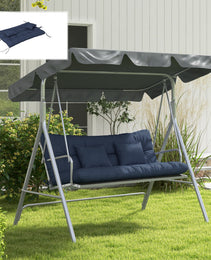 59" Tufted Bench Cushions & Throw Pillows, Replacement Bench Seat Pad, Back & 2 Pillows for Outdoor Furniture, Navy Blue