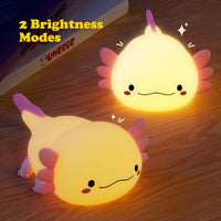 Axolotl Night Light for Kids, Animal Silicone Nursery Night Lamp, Rechargeable Table Lamp Bedside Lamp, Cute Room Decor Night Light for Bedroom Living Room Dining Desk Decor Gift Kawaii Toys