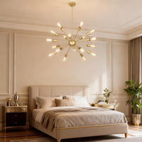 18 Light Gold Sputnik Farmhouse Chandeliers for Dining Room Light Fixture