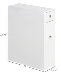 Bathroom Floor Organizer, Freestanding Space-saving Narrow Storage Cabinet, Bathtub Toilet Paper Holder With Drawers, White.