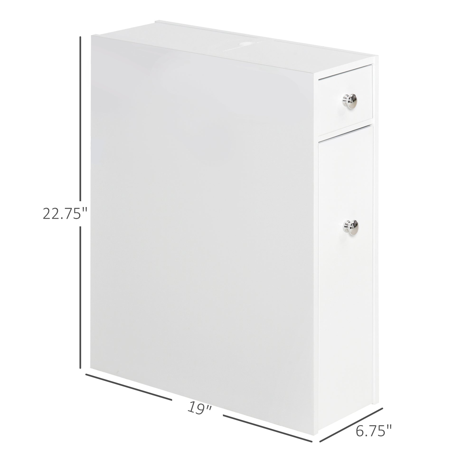 Bathroom Floor Organizer, Freestanding Space-saving Narrow Storage Cabinet, Bathtub Toilet Paper Holder With Drawers, White.