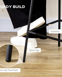 Set of 4 Rattan Barstools Wicker Counter Stools with Steel Legs and Footrest for Dining Room Kitchen Pub Yellow