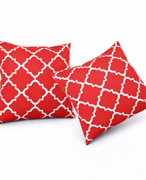 2 Pack Outdoor Throw Pillows, Waterproof & Fade-Resistant Patio Cushions For Garden, Porch, Poolside Furniture - Soft & Comfortable Decorative Pillow Covers 18x18 Inch, Plaid Red