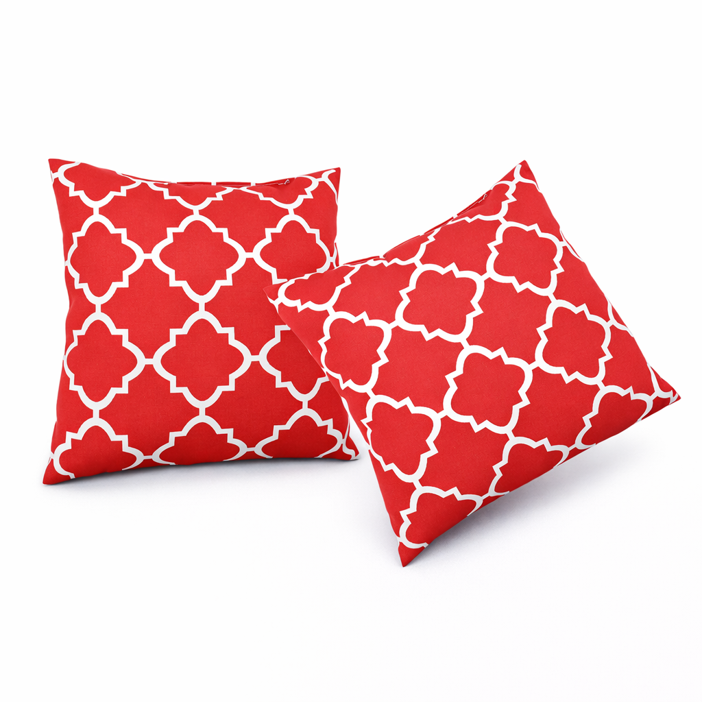 2 Pack Outdoor Throw Pillows, Waterproof & Fade-Resistant Patio Cushions For Garden, Porch, Poolside Furniture - Soft & Comfortable Decorative Pillow Covers 18x18 Inch, Plaid Red