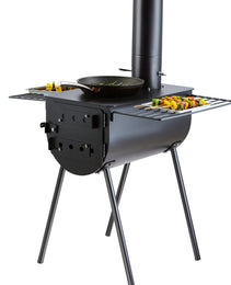 Wood Stove, 118 Inch, Alloy Steel Camping Tent Stove, Portable Wood Burning Stove With Chimney Pipes & Gloves, 3000in³Firebox Hot Tent Stove For Outdoor Cooking And Heating With 8 Pipes