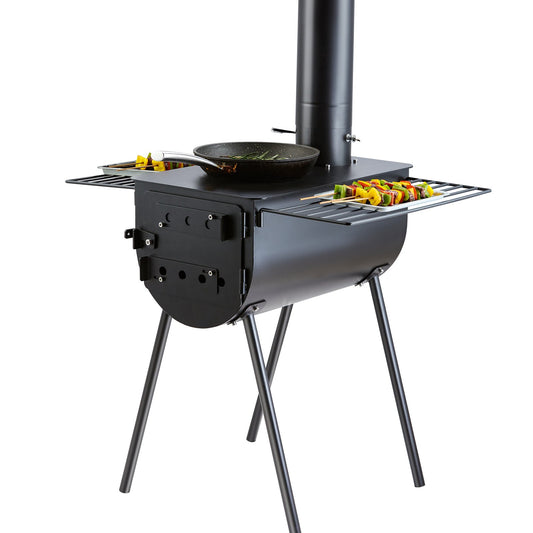 Wood Stove, 118 Inch, Alloy Steel Camping Tent Stove, Portable Wood Burning Stove With Chimney Pipes & Gloves, 3000in³Firebox Hot Tent Stove For Outdoor Cooking And Heating With 8 Pipes
