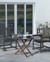 2 Piece All-Weather Patio Chairs, HDPE Patio Dining Chair Set, Heavy Duty Wood-Like Outdoor Furniture, Gray