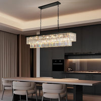 Black Crystal Chandeliers for Dining Room，18-Lights L46 Inch