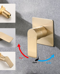 Wall Mount Waterfall Bathtub Faucet With Easy Single Handle Control, Durable Brushed Gold Finish, Modern Design