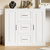 59Makeup Vanity Desk With Mirror, Vanity Mirror With Lights, Dressing Table With 3 Drawers And 2 Cabinets, Vanity Table With Storage Shelves For Bedroom, White - CJDS