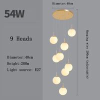 Stairs Modern Nordic LED Glass Chandelier Loft Duplex Living Room Lamp Hotel Lobby Long Chandelier Home Decorative Lighting
